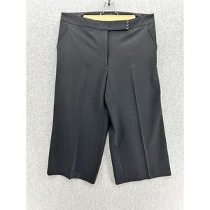 WHBM Women's Cropped Pants Solid Black Size 14 Straight Leg Slash Pockets Crease